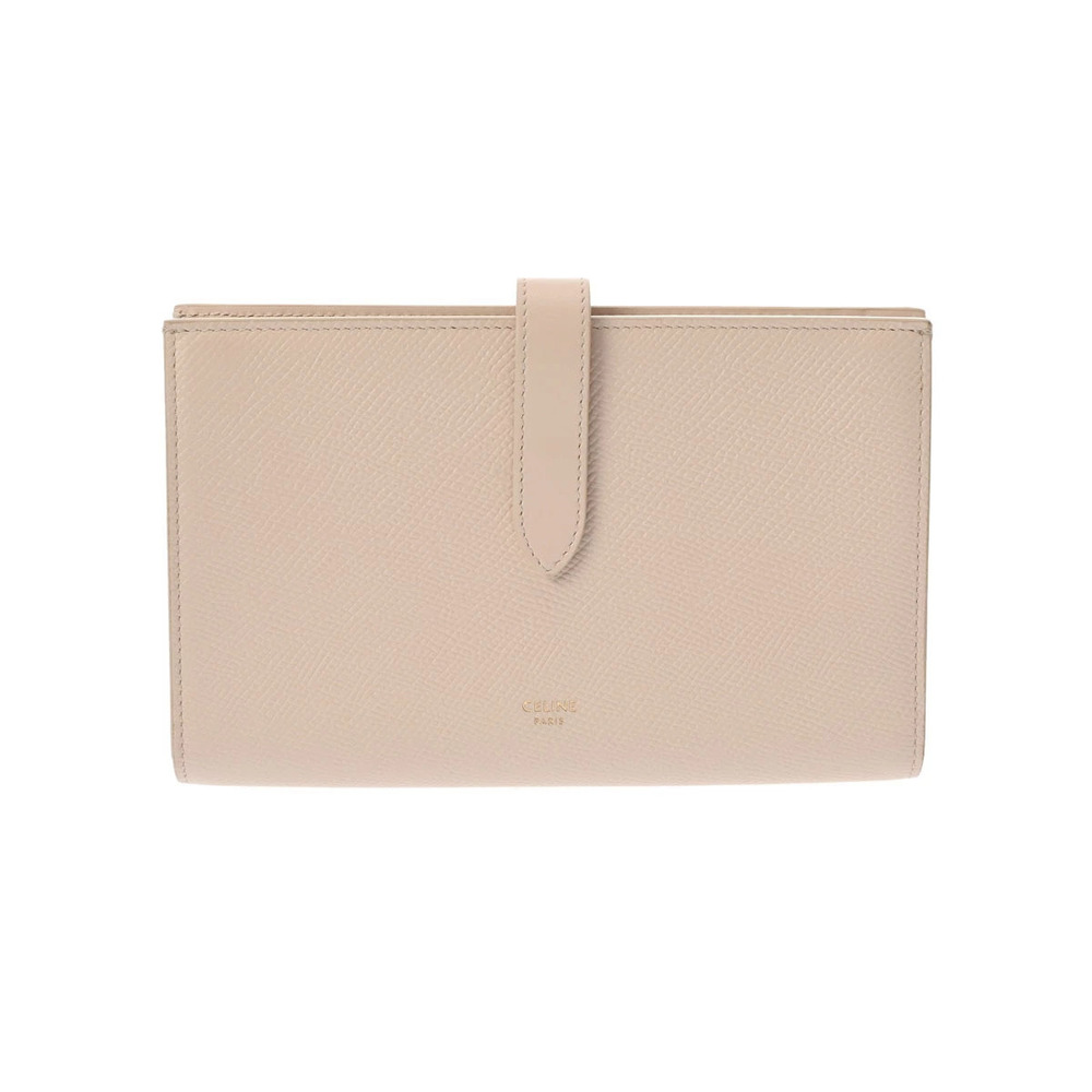 CELINE Strap Wallet Beige Leather Long